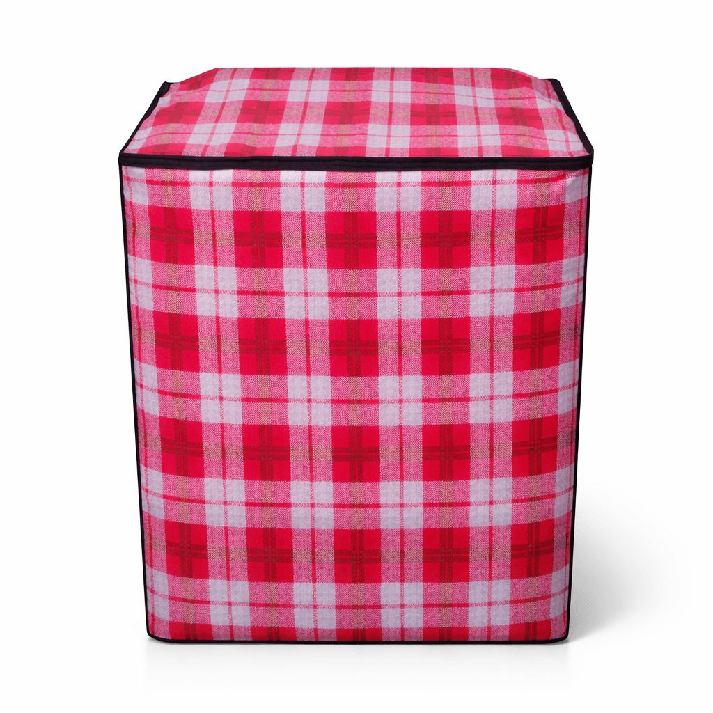 Brown Checkered Semi Washing Machine Cover