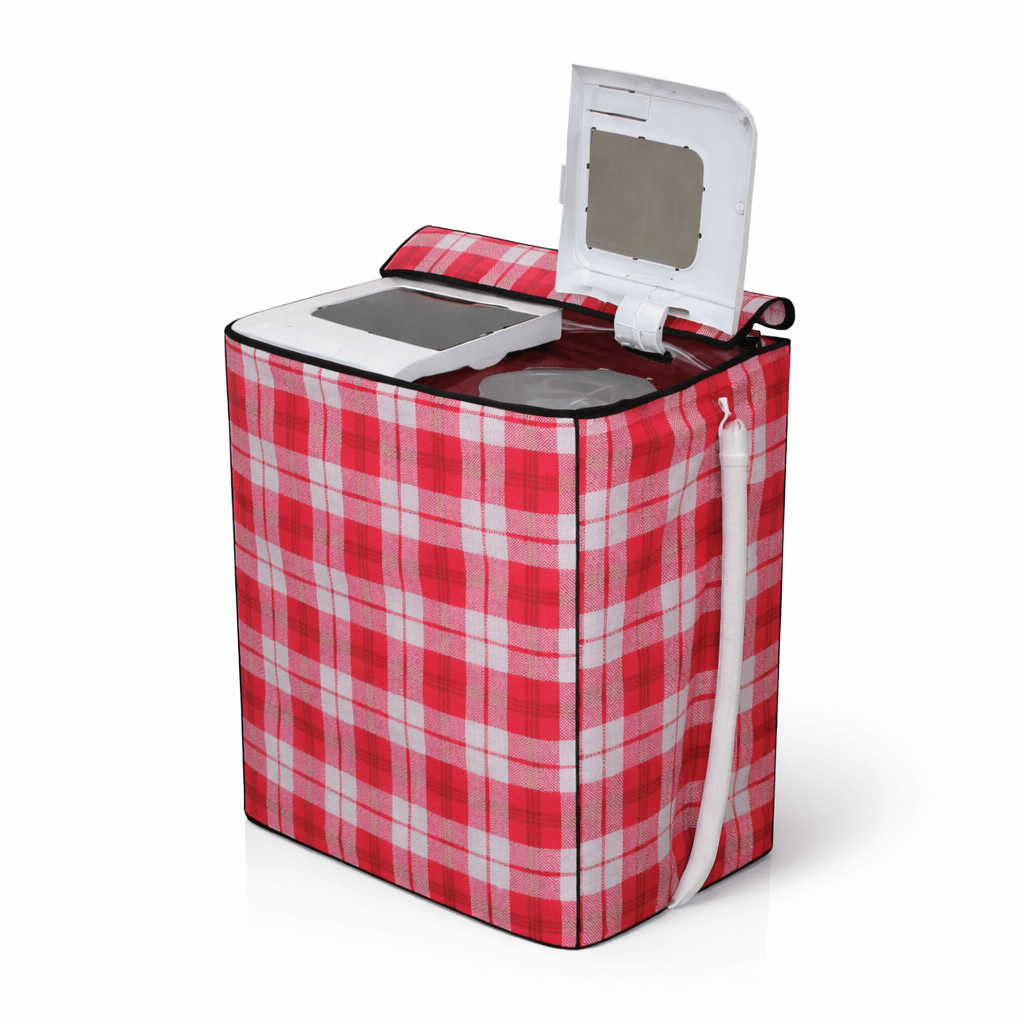 Brown Checkered Semi Washing Machine Cover